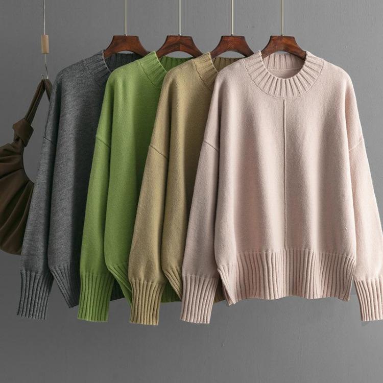 Knit Sweater Diamond Women Long Sleeve Casual O Neck Autumn Winter