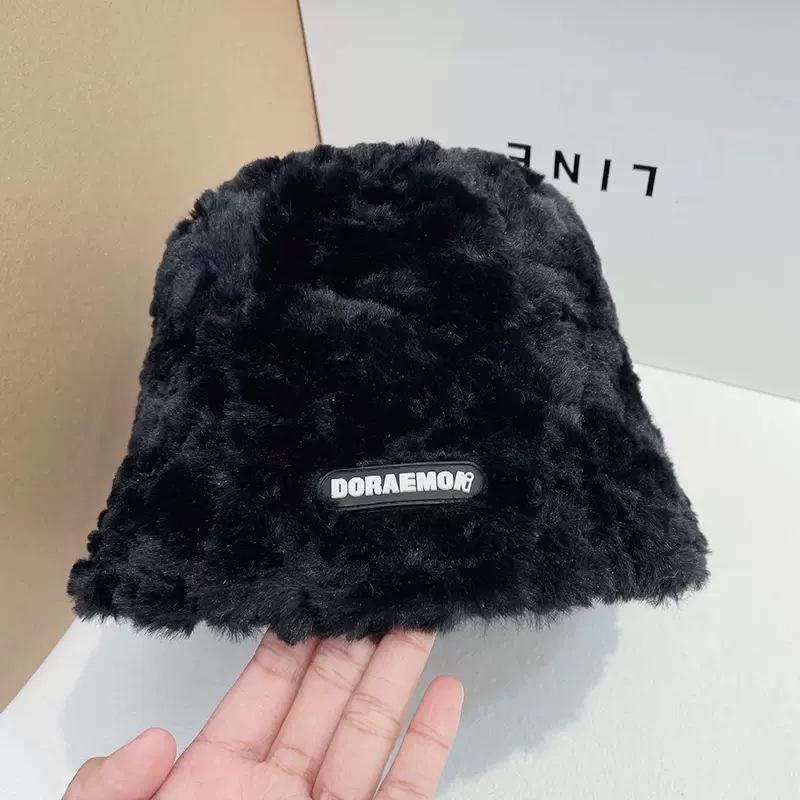 Белая пушистая шляпа рыбака детская осень и зима 2025 новая бархатная теплая универсальная однотонная шляпа-ведро