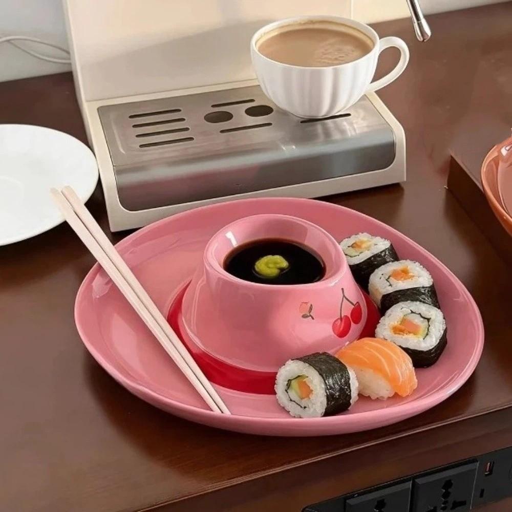 Creative Cowboy Hat Ceramic Tray with Divided Dumpling Plate Breakfast Dish Party Gifts