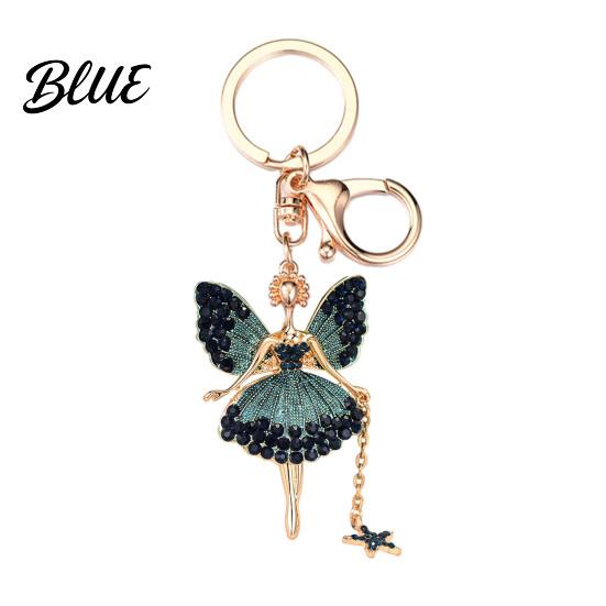 Butterfly Wings Fairy Keychain Flower Rhinestone Charm Cute Dazzling Sparkly