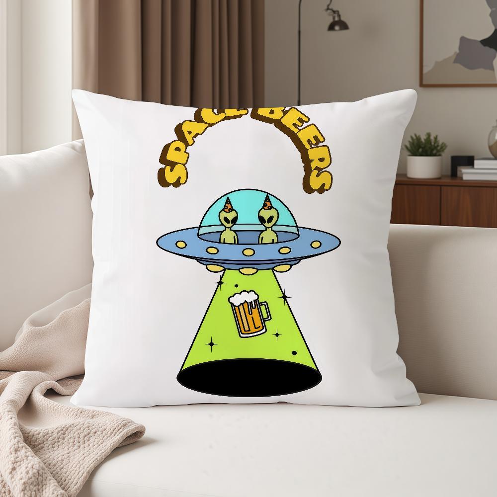 UFO We Come To Party Funny Alien Pillow Case Suitable For Bedrooms Living Rooms Cars Home Decoration