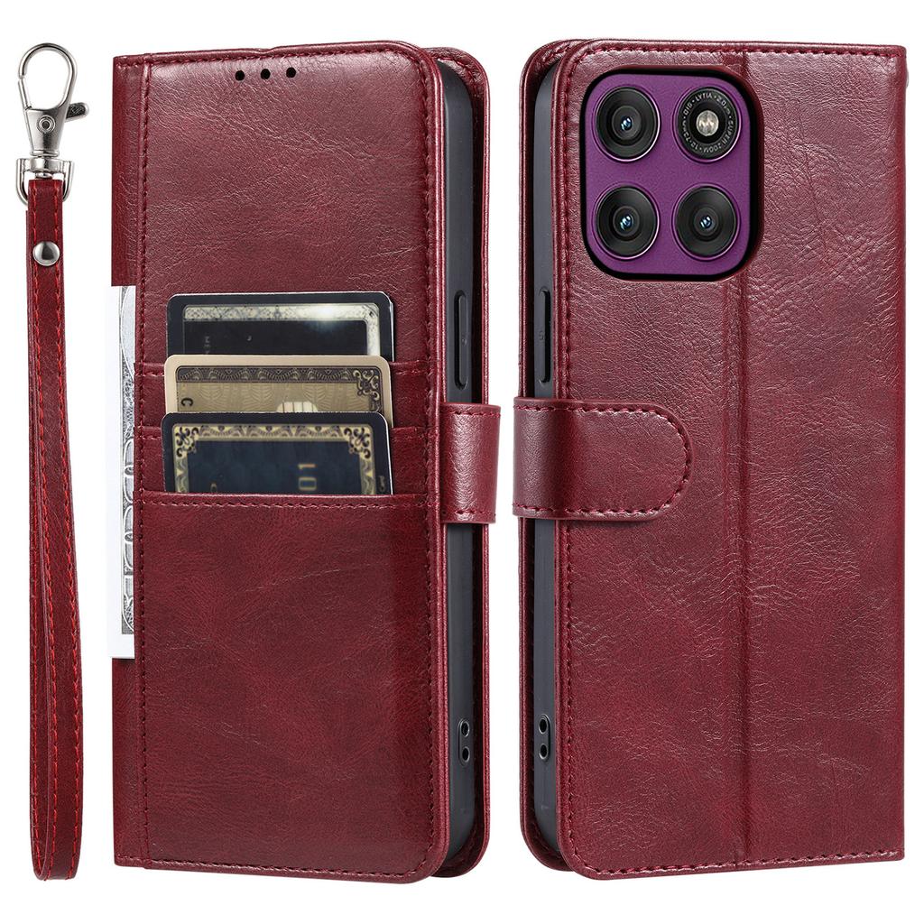 For Motorola Moto G86 5G Case 6 Card Slots PU Leather Anti-Fall Phone Cover with Wrist Strap