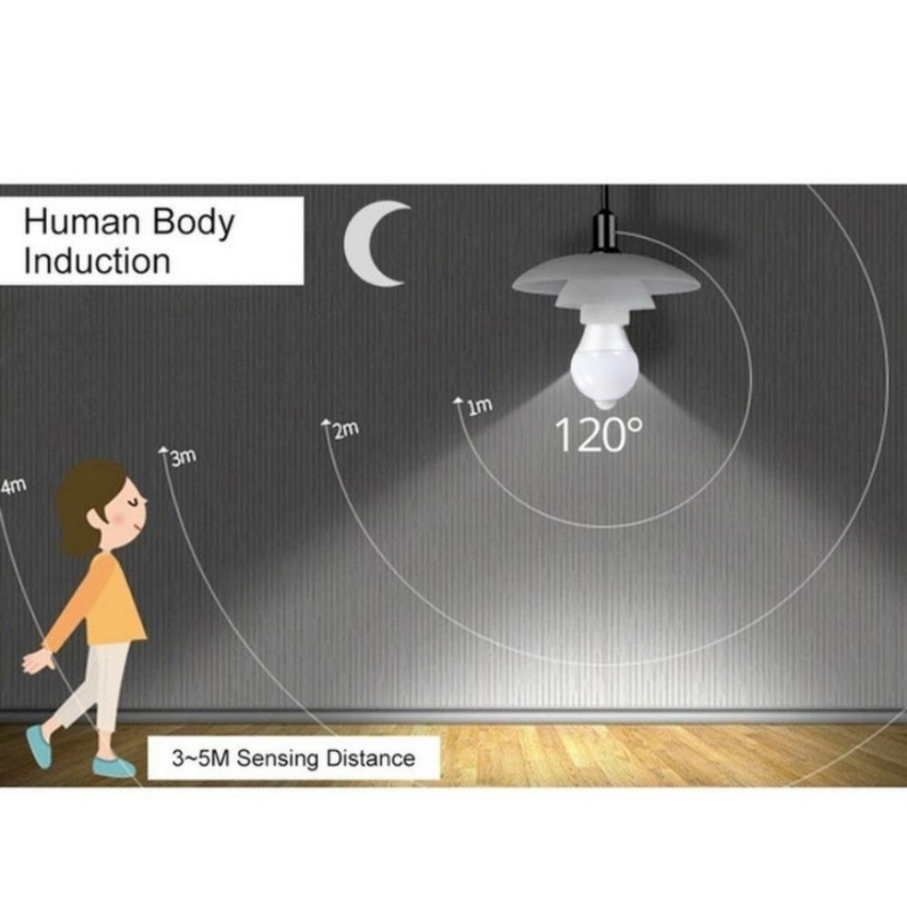 Светодиодная лампа E27 с датчиком движения PIR и функцией автоматического включения/выключения, доступна в вариантах мощности 9 Вт–20 Вт, с белым и теплым светом