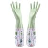 Long Sleeves Elastic Band Mouth Rubber Gloves Plush Kitchen Cleaning Tool  Laundry