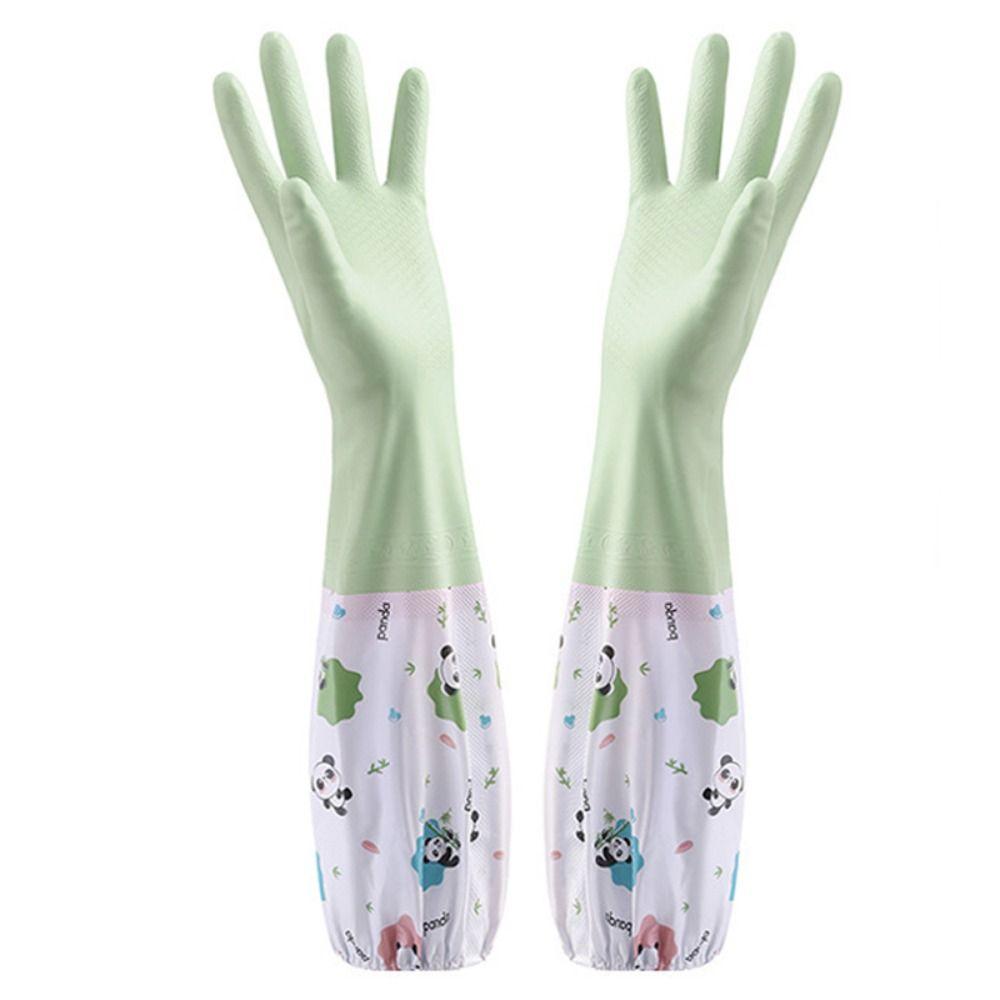 Long Sleeves Elastic Band Mouth Rubber Gloves Plush Kitchen Cleaning Tool Laundry