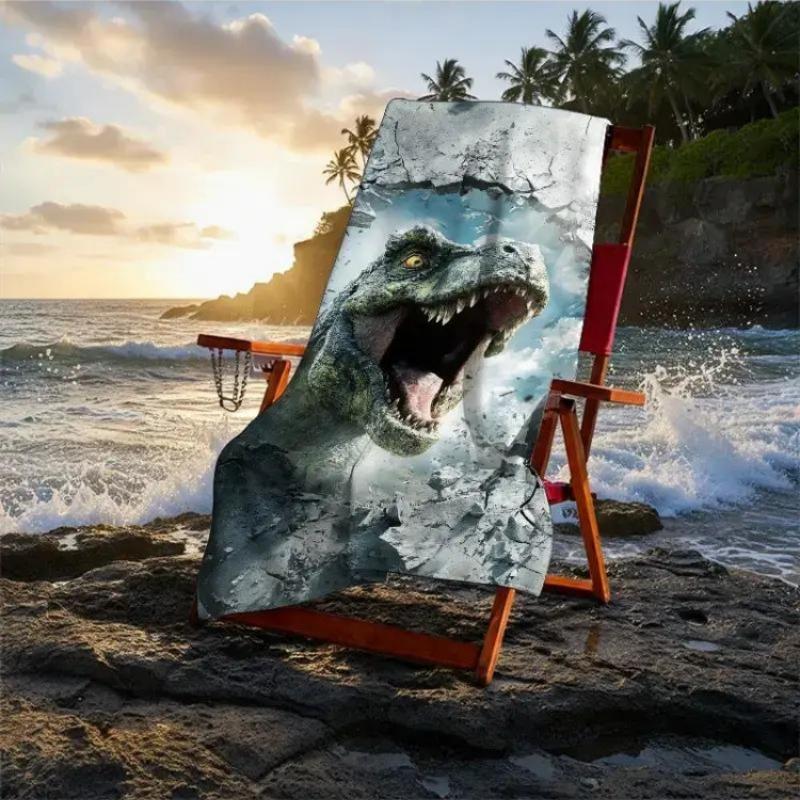 A Dinosaur Archaeology Themed Beach Towel, Perfect for Movie Marathons, Soft, Absorbent, Quick-Drying,Under a Dinosaur Skeleton