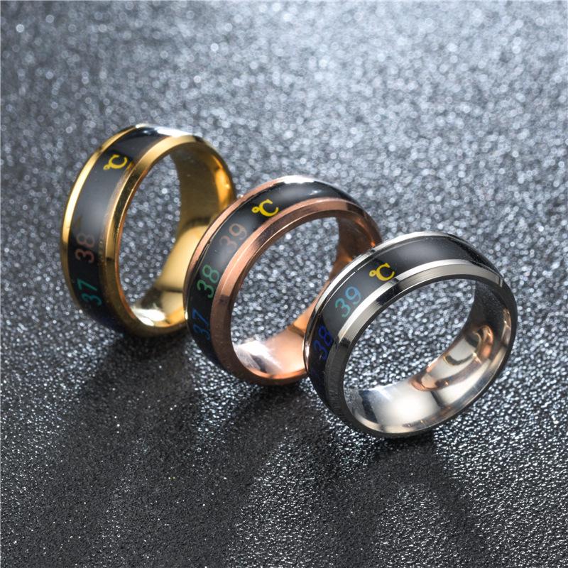 Intelligent Temperature Sensitive Titanium Steel Mood Ring In 5 Colors for Women and Men, Waterproof Emotion Feeling Jewelry