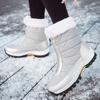 Ботильоны, женская зимняя обувь, сохраняющие тепло, нескользящие черные зимние ботинки, женские белые ботинки на шнуровке, большие размеры 42
