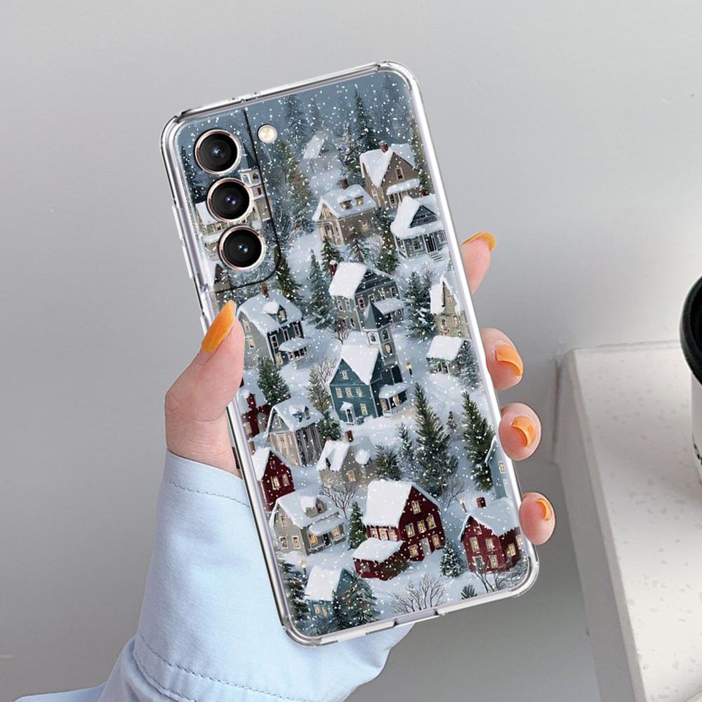 Чехол для телефона Samsung Galaxy S26 S25 S24 S23 S22 Ultra S20 S21 FE 5G Plus Мягкий прозрачный чехол Мультяшный рождественский стиль