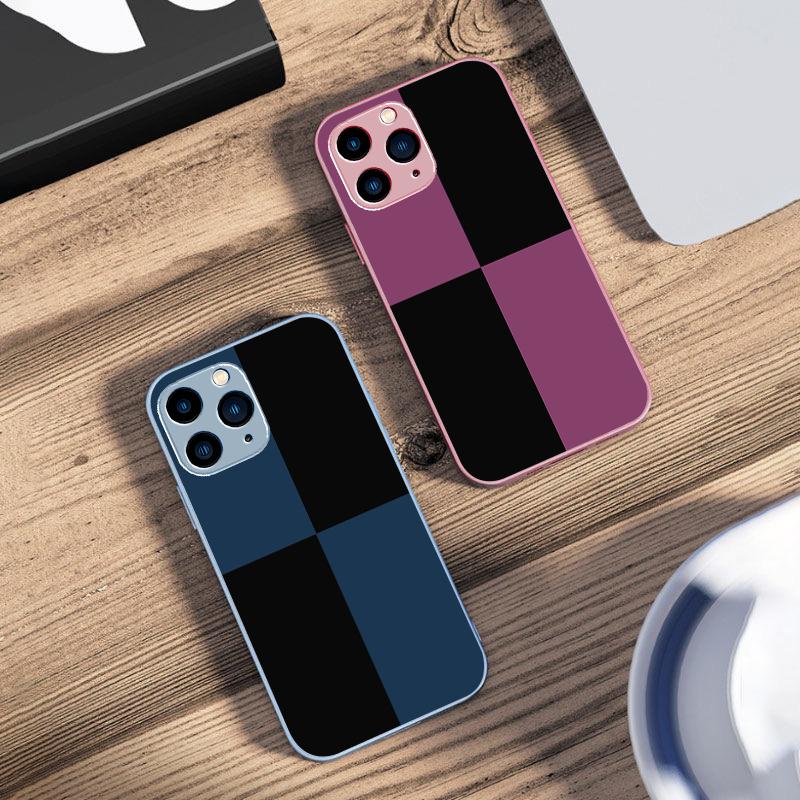 Черно-белая сетка фиолетовый для iPhone 16 Pro Max 15 Pro 14 13 12 Mini 11 XS Max XR 7 8 Plus SE 2022 чехол для телефона из закаленного стекла