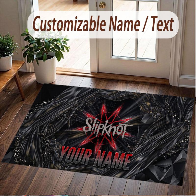 Custom Rug Slipknot Pattern Print Name Text Soft Non‑Slip Floor Carpet for Home Indoor Decoration