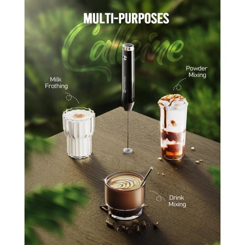 Maestri House Rechargeable Milk Frother, Electric Milk Frother, Waterproof, Powerful, One-Button Operation, Easy Operation with Indicator, Perfect for