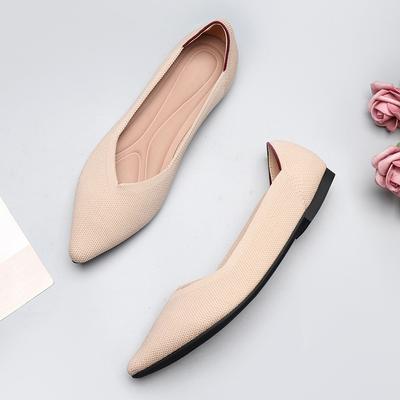 Новая весенне-осенняя обувь из летящего трикотажа, одинарная обувь 40 Doudou 41 на плоской подошве 43 большого размера, женская обувь, обувь-ковш