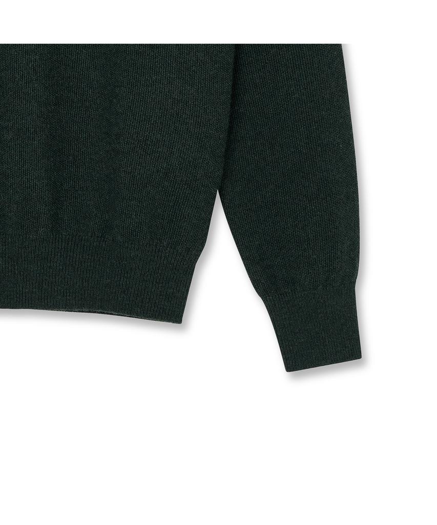 IOLO Wool Textured Crew Neck_Dark Green