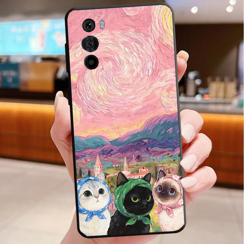 Cute Cat Phone Case For Motorola Edge 60 50 40 Pro 60 50 40 30 Ultra Neo Fusion Moto G Play G Stylus G Carcasas