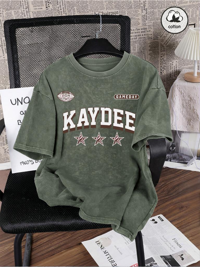 Мужские стираные футболки Kaydee с принтом номера для игрового дня, хлопок, оверсайз, повседневные, с круглым вырезом, короткий рукав, летняя мужская одежда