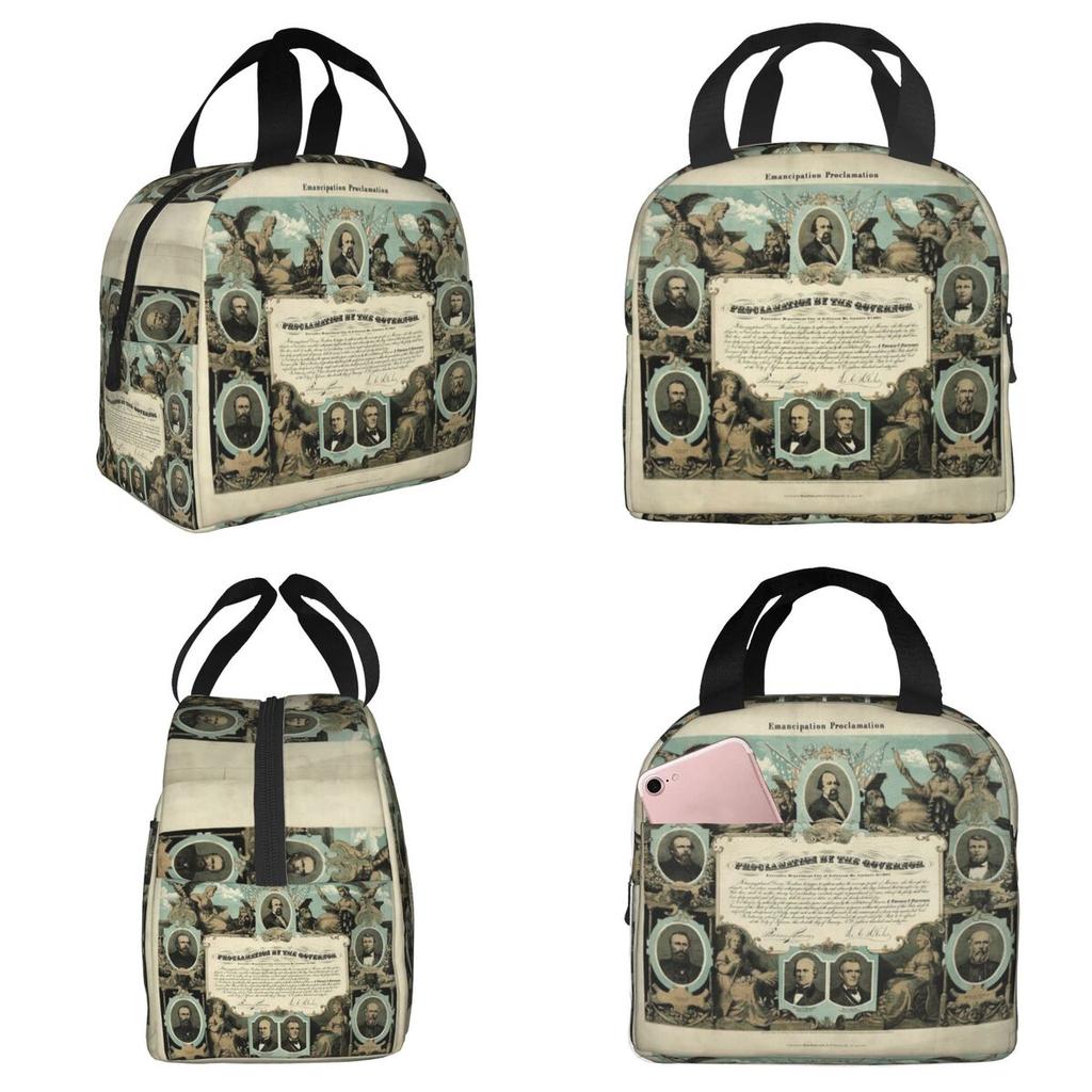 Emancipation Proclamation By E. Knobel (1865) Insulated Lunch Bag for Women Office Cooler Thermal Food Box Tote Lunch Boxes