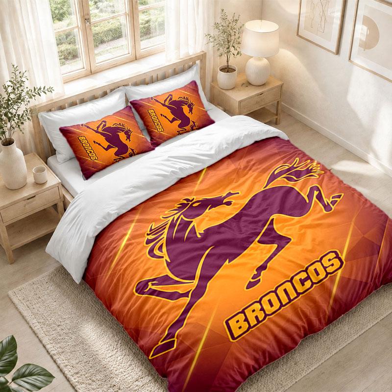Bedding Set 1 Duvet Cover 2 Pillowcases Brisbane Broncos Print Bedroom Home Decoration