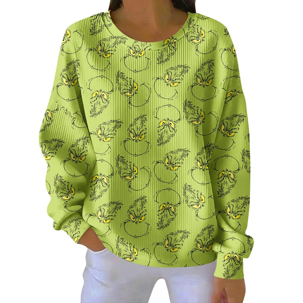 Women's Loose Comfortable Casual And Fashionable Round Neck Pattern Long Sleeved Sweatshirt