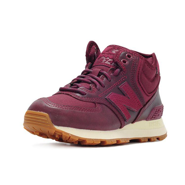 New Balance Nb 574 Mid Удобные Кожаная Ткань Повседневные Беговые Кроссовки Женские кроссовки Винный WH574BC