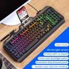 V2 104-клавишная клавиатура, механическая игровая клавиатура, водонепроницаемая настольная проводная RGB игровая компьютерная периферия с держателем для телефона