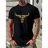 2024 New Summer Daily Casual Men's T-shirt Outdoor Street Men Fashion Short-sleeved Top 3D Bull Head Print Men's T-shirt
