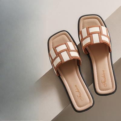 Модная нескользящая пляжная обувь Новые плоские однолинейные повседневные шлепанцы для женщин