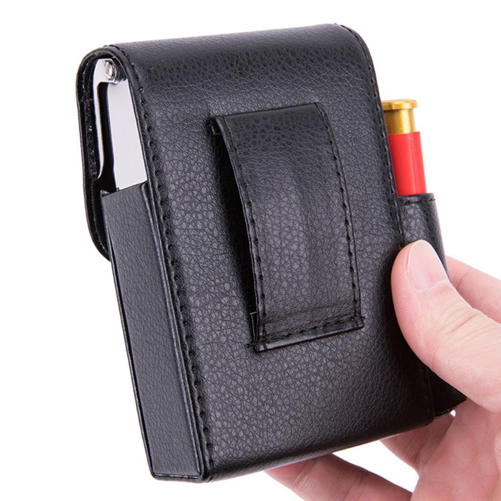 PU Leather Cigarettes Protective Bag Cigarettes Lighter Holder Pocket Case Cigarettes Storage Container for Smokers