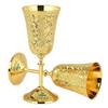 Бокалы для вина из позолоченной латуни, кубок-чаша из металла, фужеры для шампанского, для свадьбы пары, Дивали, корпоративных клиентов - набор из 2 шт. с рисунком тюльпана