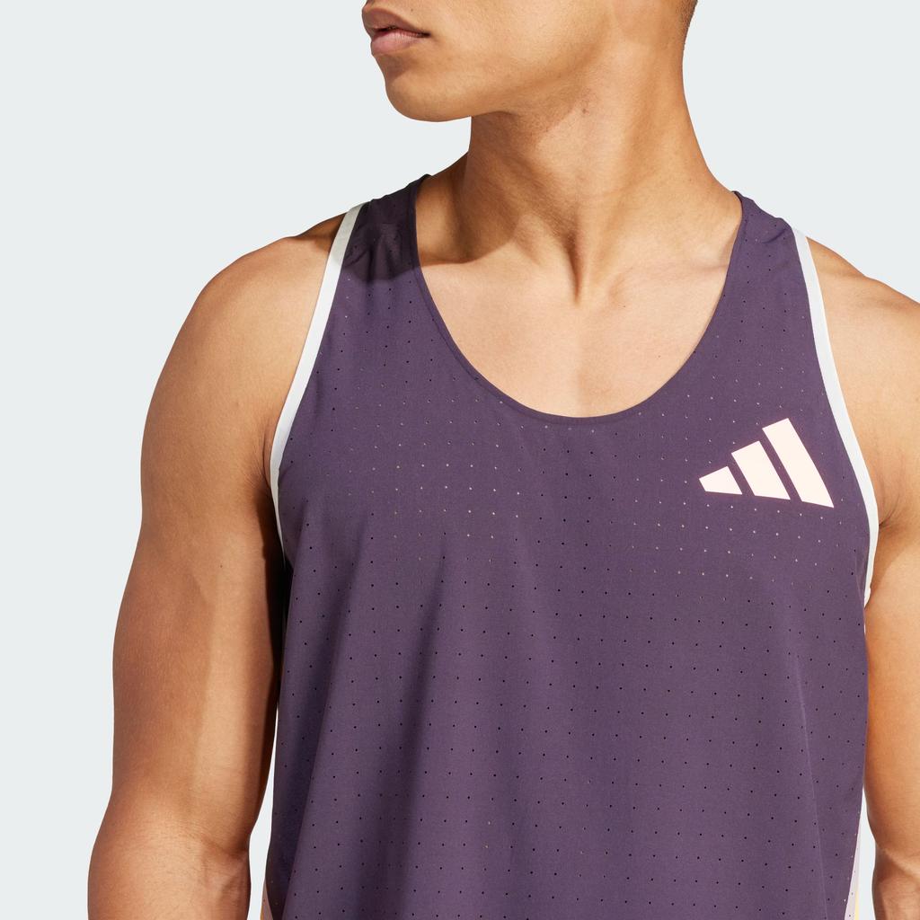 Adidas Adizero три полоски цветные блоки беговые спортивные облегающие быстросохнущие майки мужские топы черный фиолетовый IW6111