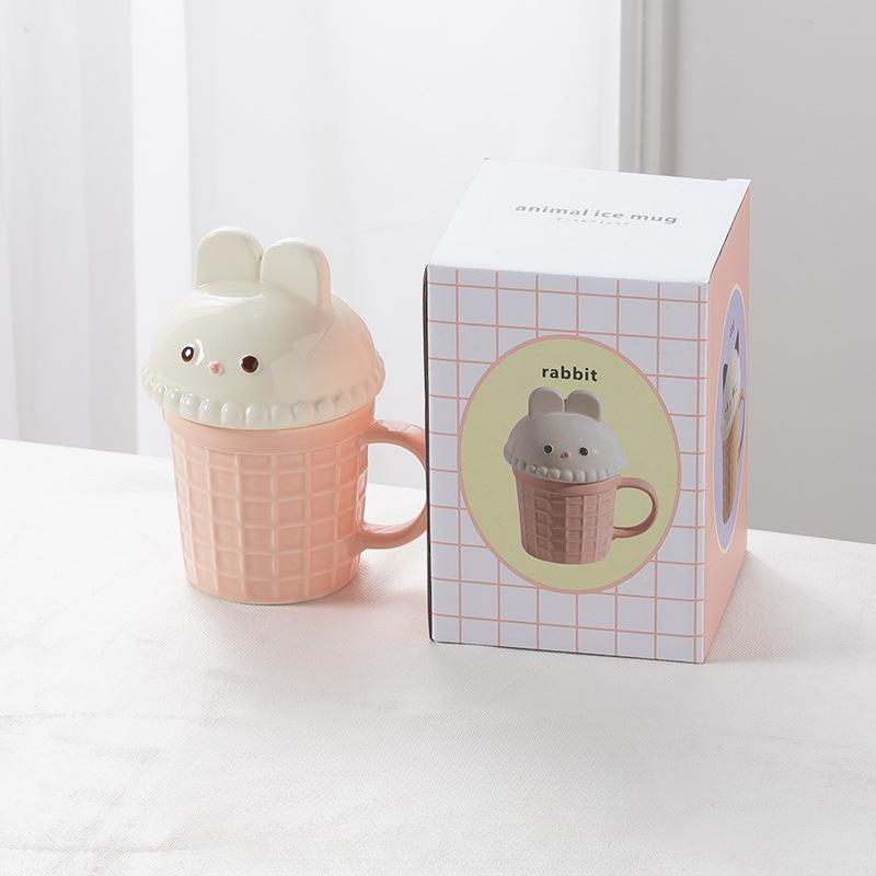 Cartoon Creative Ice Cream Cone Cup Cute Home Girl Water Cup High Value Mug Breakfast Milk Cup