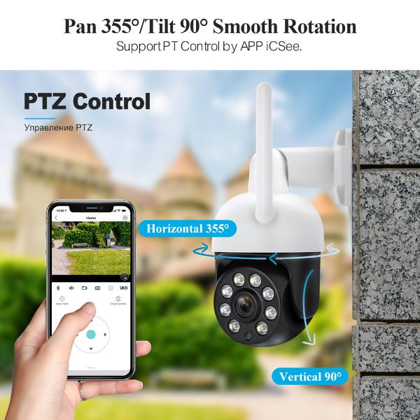 Techage 4MP PTZ WIFI IP Camera Speed Outdoor Wireless AI Security Surveillance IP Camera Full Color Night Two Way Audio ONVIF