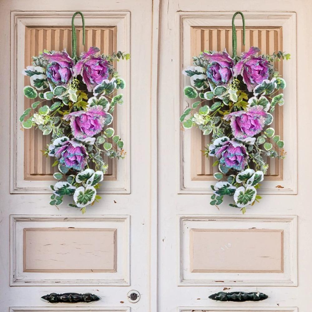 Весенний венок Подвесные пластиковые цветы Искусственный цветок Подсолнухи Венок Уличный Декор для входной двери Стены Окна Моделирование Праздничный венок для торжества