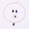 European & American Trendy Diamond Teardrop Jewelry Set: Necklace, Ring, Bracelet, Earrings