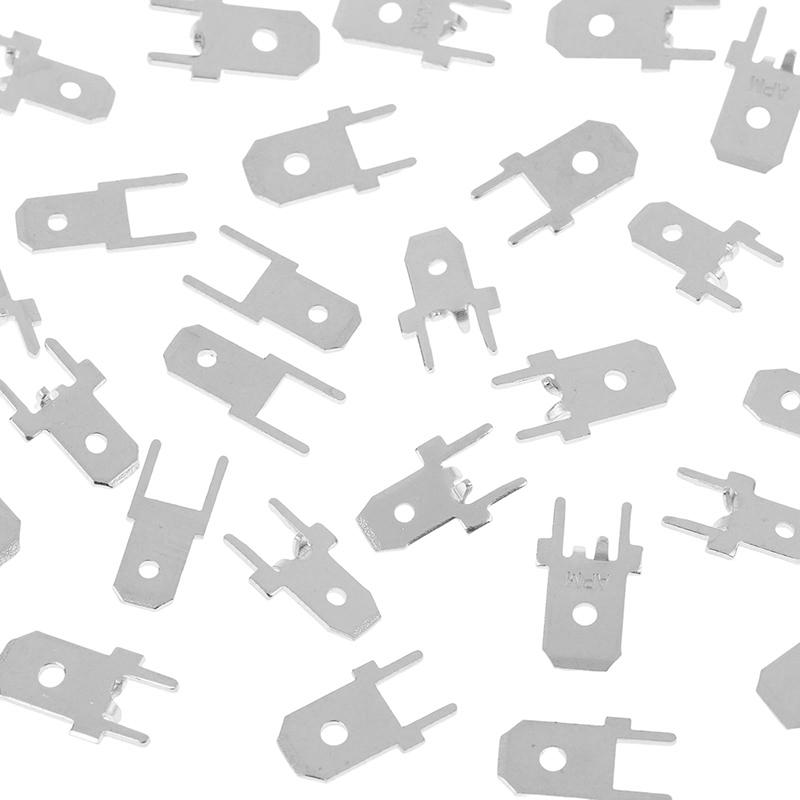 50Pcs 6.3Mm 4.8Mm Inserts Plug Male Terminal 250 Pcb Solder Lug Thickness 0.8 Two Legs ,Pcb Welding Sheet