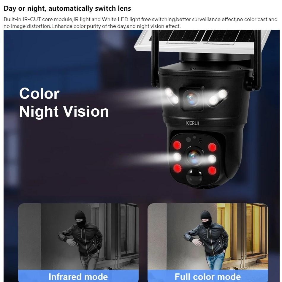 Солнечная 4G камера видеонаблюдения V380: HD-монитор для помещений и улицы