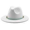 Цепь Шерсть Британская Винтажная Джазовая Шляпа Широкие Поля Цилиндр Шерстяная Шляпа Винтажная Шляпа с Широкими Полями Белый Цилиндр