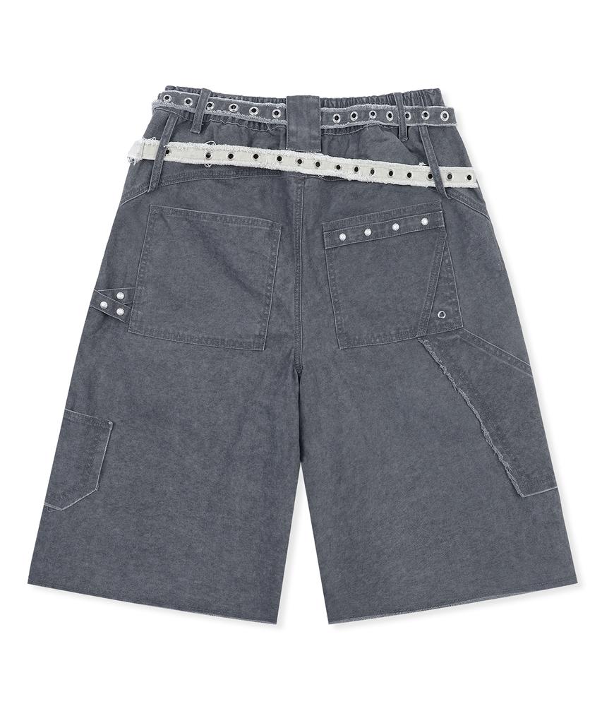 XTONZ Xp332 Twine Chain Bermuda Cotton Pants (Charcoal)