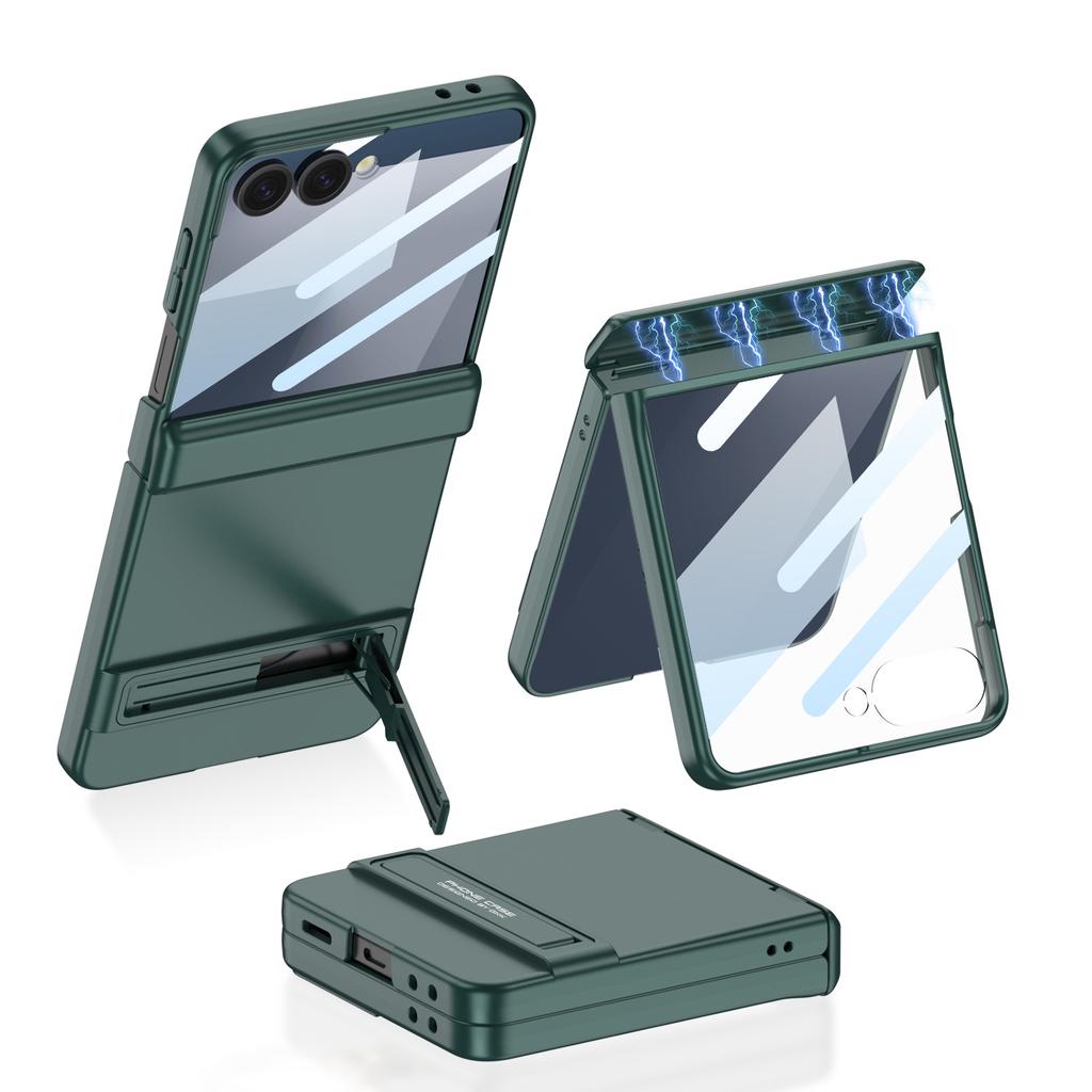 Чехол для мобильного телефона Samsung ZFlip7, магнитный держатель-присоска, петля, полностью закрывающий корпус Zflip7, защитный чехол с пленкой