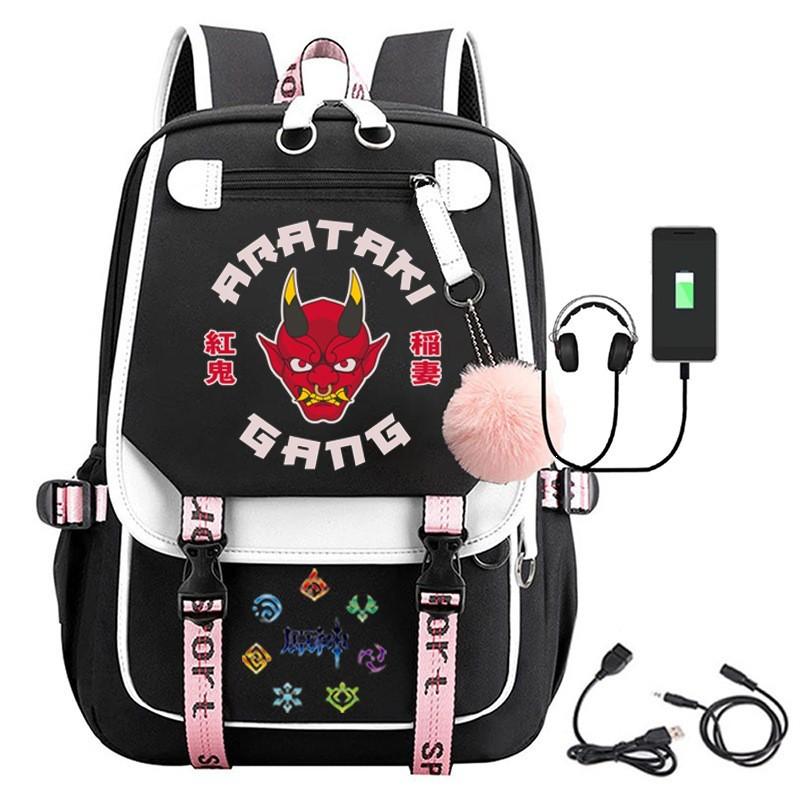 Unisex Anime Print Oxford Fabric Backpack School Travel Outdoor Daily Use 15-inch Laptop Compatible 20-35L Capacity