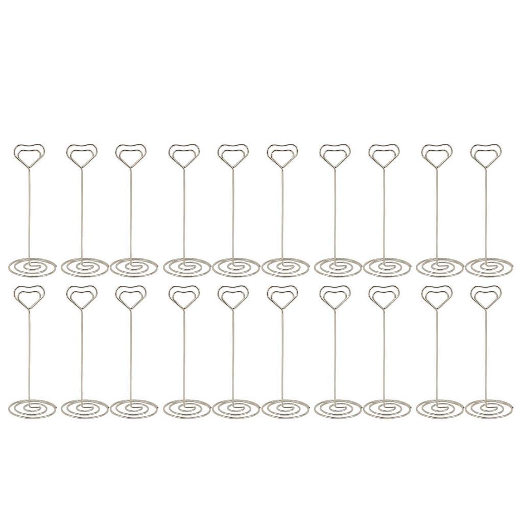 20 Pcs Table Number Holder 15cm Heart Shaped Place Card Holder Memo Clip Photo Stand