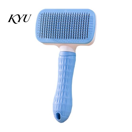 Self Cleaning Slicker Brush Self-Cleaning Pet Grooming Brush, Dog Shedding with Rounded Tips, Massage Comb for Skin Deshedding Long Short Haired Dogs