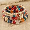 4Pcs Women Bohemia Style Bracelet Faux Crystal Beads Butterflies Pendant Elastic Wristband Jewelry Gift
