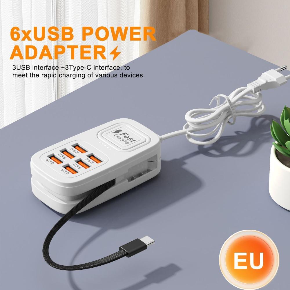 USB Type-C Fast Charging Station Multiple Ports Desktop Charger Power Socket Adapter Work Desk