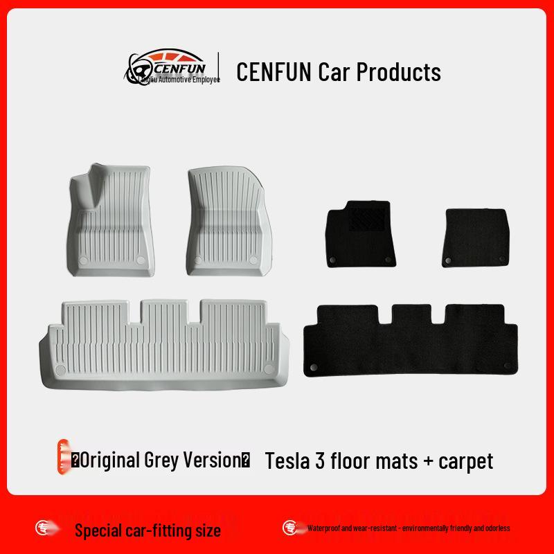 Tesla Model Y/3 Custom Double-Layer Gray Floor Mats Model 3 TPE Accessories