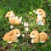 4 шт. Мини-статуэтки кроликов, миниатюрные фигурки кроликов из смолы, пасхальный декор, скульптуры кроликов для поделок своими руками, сад фей, весенний декор стола