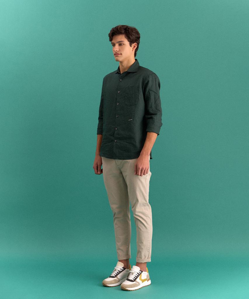 PANICALE Green Pocket Linen Shirt