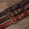 Мужской ремень из натуральной кожи в стиле ретро с персонализированной медной пряжкой, ремень из коровьей кожи первого слоя
