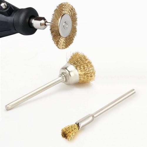 KIMLONTON Brass Wire Brushes, Polishing Brushes, Router Brushes, Wheel Brushes, Cup Brushes, and Cylindrical Brushes (Set of 45) - Rust Removal Tools,