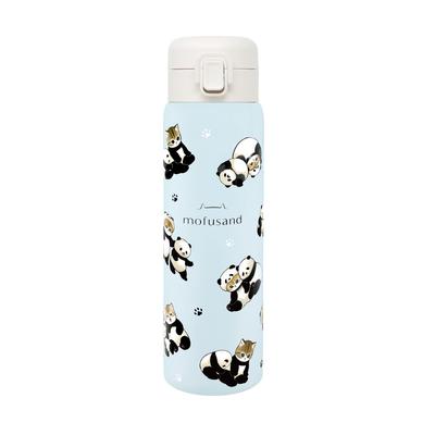 Бутылка mofusand с двойной вакуумной теплоизоляцией из нержавеющей стали One Push Bottle 480 мл с замком One Touch Lock, легко использовать одной рукой Бутылка для воды [Panda